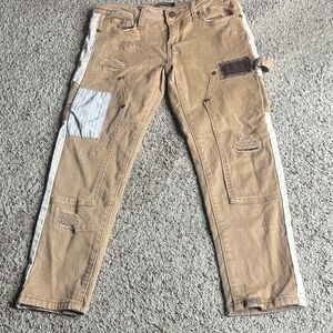 Boys Tan Patchwork Pants